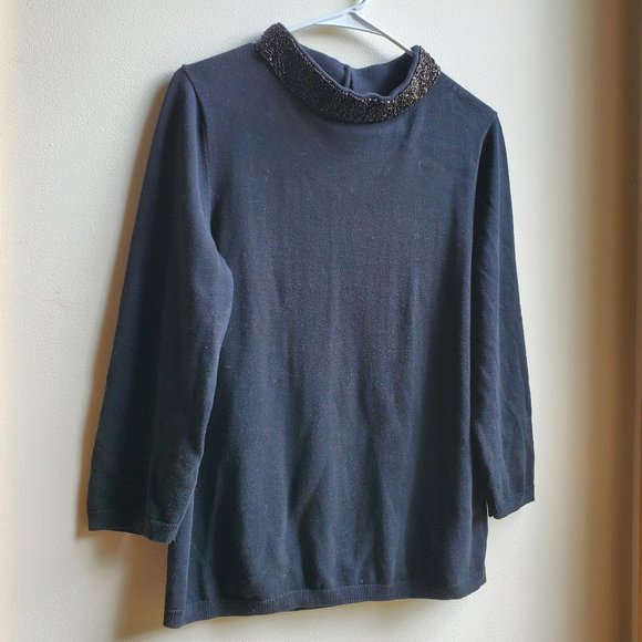 Talbots Sweaters - Talbots Black Beaded Sweater Size Large